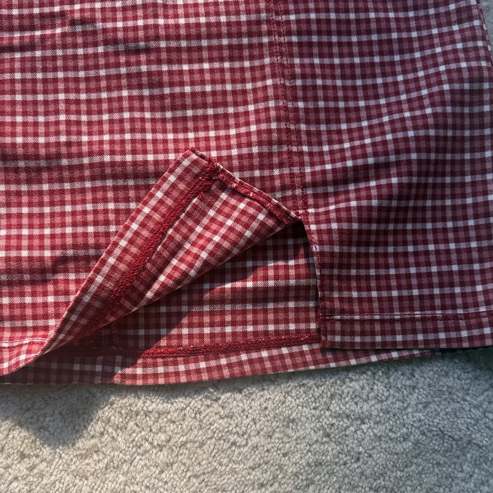 Hollister Pink/Red Plaid Skirt with slit - Picture 2 of 4